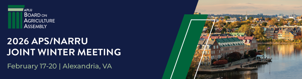 A navy and dark green banner featuring a photo of Alexandria, VA, advertising an association's meeting there.