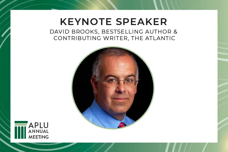 Graphic Showing APLU Keynote Speaker David Brooks