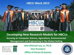Developing New Research Models for HBCUs