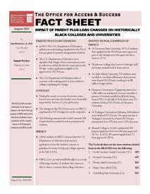 Impact of Parent Plus Loan Changes on Historically Black Colleges and Universities (HBCUs) Fact Sheet