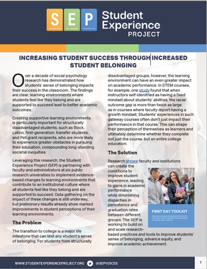 The Student Experience Project: Increasing Student Success Through Increased Student Belonging